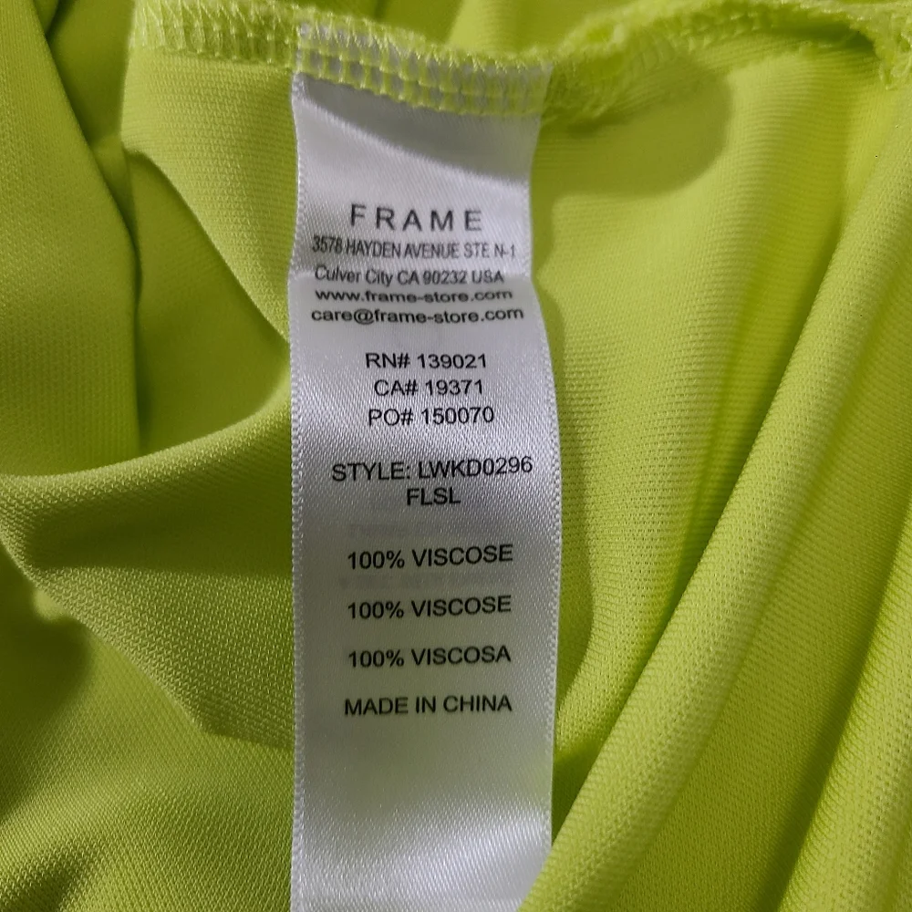 FRAME Delicate Knot‎ Lime Green Dress Size Med